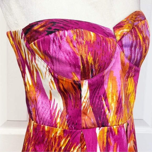 NWT Bisou Bisou Magenta Fuchsia Print Strapless Corset Mini Dress 16 - Picture 6 of 16